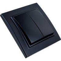 2-клавишный выключатель STEKKER PSW10-9004-03, 250V, 10А, серия Эрна, черный 39473