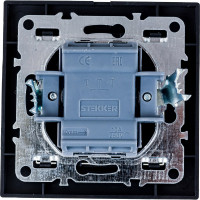 2-клавишный выключатель STEKKER PSW10-9004-03, 250V, 10А, серия Эрна, черный 39473