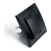 1-местная розетка STEKKER c заземлением с крышкой, PST16-9012-03, с защитной шторкой, Эрна, черный 39481