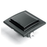 1-местная розетка STEKKER c заземлением с крышкой, PST16-9012-03, с защитной шторкой, Эрна, черный 39481