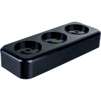 3-местная розетка STEKKER без заземления PST16-50-20 RA 16-344-Ч, пластик АВС, 16А, IP20, черный 39700