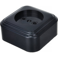 1-местная розетка STEKKER с заземлением PST16-20-20 RA 16-131-Ч, пластик АВС, 16А, IP20, черный 39688