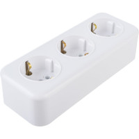 3-местная розетка STEKKER с заземлением PST16-51-20 RA 16-343-Б, пластик АВС, 16А, IP20, белый 39697