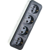 4-местная розетка STEKKER с заземлением PST16-60-20 RA 16-466-Ч, пластик АВС, 16А, IP20, черный 39704