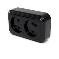 2-местная розетка STEKKER без заземления, PST16-30-20 RA 16-237-Ч, пластик АВС, 16А, IP20, черный 39694
