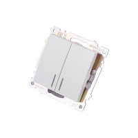 2-клавишный выключатель STEKKER с индикатором механизм, GLS10-7102-01, 10А, Катрин, белый 39301