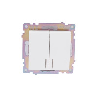 2-клавишный выключатель STEKKER с индикатором механизм, GLS10-7102-01, 10А, Катрин, белый 39301