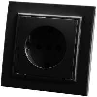 1-местная розетка STEKKER с заземлением, PST16-9013-03, 16А, с защитной шторкой, серия Эрна, черный 39479