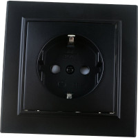 1-местная розетка STEKKER с заземлением, PST16-9013-03, 16А, с защитной шторкой, серия Эрна, черный 39479