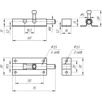 Прямоугольная задвижка Левша ШП-60 коричневый/цинк У1-2669.КМЦ