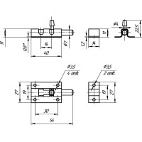 Прямоугольная задвижка Левша ШП-40 белый/цинк У1-2649.БЦ