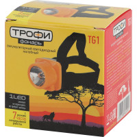 Светодиодный налобный аккумуляторный фонарь Трофи TG1 яркий, 4V0.5Ah, 1xLED, ЗУ 220V, Б0053033