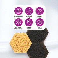 Универсальная губка PATERRA СУПЕР с ретикулированным пенополиуретаном, 6-тигранник малый, 3 шт 406-177