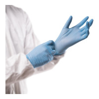 Нитриловые перчатки с текстурированными пальцами Puretech Neutrino 24 см, М, голубые, 50пар G1052