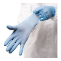 Нитриловые перчатки с текстурированными пальцами Puretech Neutrino 24 см, М, голубые, 50пар G1052