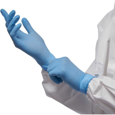 Нитриловые перчатки с текстурированными пальцами Puretech Neutrino 24 см, XL, голубые, 50пар G1054