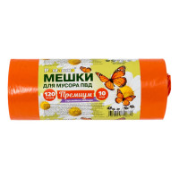 Мешки для мусора в рулоне Премиум (120 л; 10 шт; оранжевые; ПВД; 35 мкм; 70x110 см) Ромашка ВР-0055(Б)