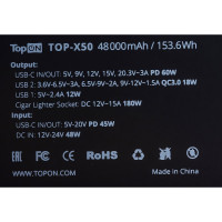 Внешний аккумулятор TopOn 48000mAh Type-C PD 60W, USB1 QC3.0, USB2 12W, TOP-X50