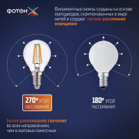 Светодиодная лампа ФОТОН филаментная LED FL P45-C 7Вт E14 4000K, белый свет, 24001
