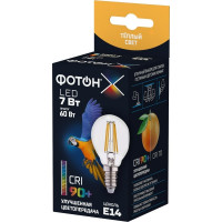 Светодиодная лампа ФОТОН филаментная LED FL P45-C 7Вт E14 3000K, теплый свет, 24000