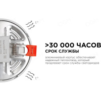 Светодиодная круглая встраиваемая панель OGM с регулировкой, 6Вт, 500Лм, ДБ, 100х24мм. LP-02