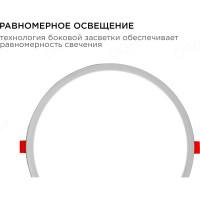Светодиодная круглая встраиваемая панель OGM с регулировкой, 20Вт, 1500Лм, ДБ, 230х24мм. LP-11