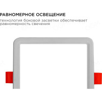 Светодиодная квадратная встраиваемая панель OGM с регулировкой, 8Вт, 750Лм, ДБ, 115х115х24мм. LP-17