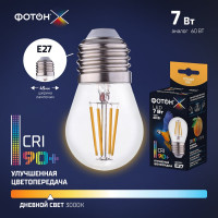 Светодиодная лампа ФОТОН LED FL P45-C 7W E27 3000K, серия Х 24005