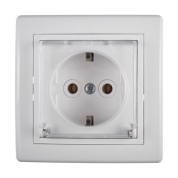 Розетка Aling-conel PRESTIGE 16A 250В с крышкой и поликарбонатовой вставкой, белая 633.00 113029