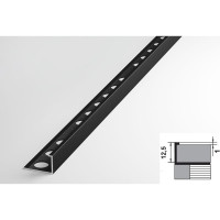 Профиль окантовочный L-образный алюминиевый ЛУКА 12,5 мм, 2,7 м, 5 шт, Черный УТ000021246