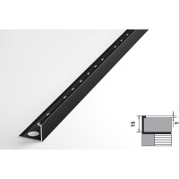 Профиль окантовочный L-образный алюминиевый ЛУКА 15 мм, 2,7 м, 5 шт, Черный УТ000028005