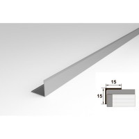 Угловой профиль ЛУКА алюминиевый, анодированный, 15х15х1 мм, 2,7 м, 5 шт./уп. серебро УТ000011877
