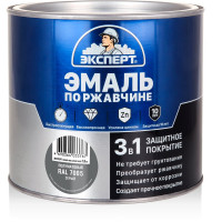 Эмаль ЭКСПЕРТ по ржавчине 3 в 1 полуматовая, серый RAL 7005, 1.8 кг 28263