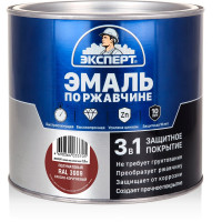 Эмаль ЭКСПЕРТ по ржавчине 3 в 1 полуматовая, красно-коричневый RAL 3009, 1.8 кг 28257