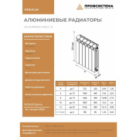Алюминиевый радиатор отопления Solur PREMIUM 4 секции ALUM04