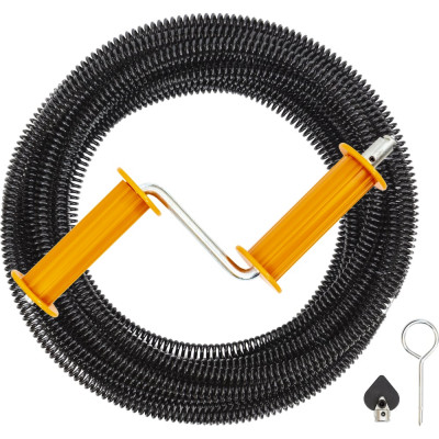 Набор для прочистки засоров КРОКОЧИСТ в канализации диаметром до 110 мм длиной до 5 метров, в комплекте: спираль 16 мм, длина 5 м, рукоятка, насадка, ключ 51315-16-5Н