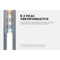 Алюминиевый врезной профиль Apeyron 12 мм глубокий для светодиодной ленты, 1 м. 3012 08-11