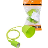 Пластиковый патрон TDM Е27 с подвесом 1 м, зеленый SQ0335-0064