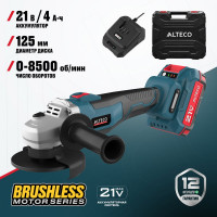 Бесщёточная аккумуляторная угловая шлифмашина ALTECO CAGB 18-125 Li BL 39274