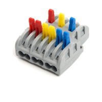 Строительно-монтажная клемма STEKKER для подключения фазных проводников, 3 контактные группы, (1 ввод,2вывода на полюс) LD222-427 39499