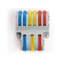 Строительно-монтажная клемма STEKKER для подключения фазных проводников, 3 контактные группы, (1 ввод,2вывода на полюс) LD222-427 39499