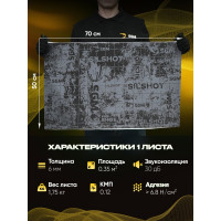 Шумоизоляция для автомобиля SGM Silshot набор 5 листов (большие листы 0.5х0.7м/ толщина 6 мм)/ звукоизолирующий сэндвич SGM.SS.6.05X080.5