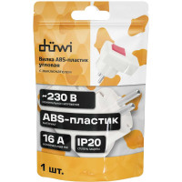 Угловая вилка duwi с заземлением с выключателем белая 16А 250В 30471 5