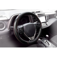 Оплетка KRAFT эко-кожа с карбоновыми вставками, размер M, 38 см, черная KT 800343