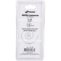 Сверло ступенчатое спиральное по металлу (4-38 мм; 13 ступеней; TiN) SKRAB 30188