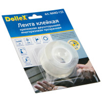 Крепежная двухсторонняя многоразовая клейкая лента Dollex прозрачная, 1 мм x 3 см x 3 м NANO-133