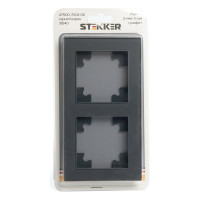 Горизонтальная 2-местная рамка STEKKER серия Катрин, стеклянная, GFR00-7002-06, графит 39540