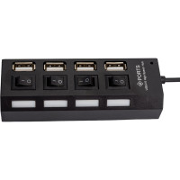USB хаб Pro Legend 4 порта USB 2.0, с выключателем, 480mbps, черный PL4014