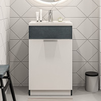 Тумба с раковиной в ванную 1Marka Revo 50 см напольная Бетон темно-серый У99086