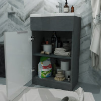 Тумба с раковиной в ванную 1Marka Revo 50 см напольная Бетон темно-серый У99086